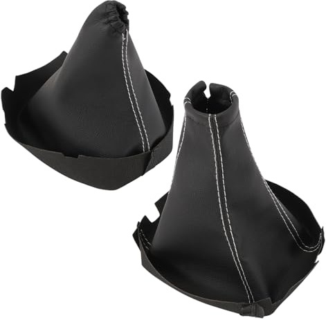 ZEALfix Custodia per leva cambio e soffietto freno a mano compatibile con Opel Corsa C costruzione 2000-2006 in vera pelle nera con cuciture bianche