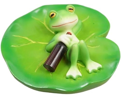 Vobumix Pond Floating Frog Ornament, Artificial Frog Figurine, Floating Foam Leaves with Frog Figures Model, Realistic Floating Frog Decoration
