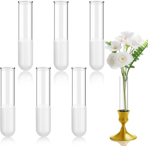 Ninehaoou 6 Pack 3.9 Glass Bud Vase Taper Candle Holder