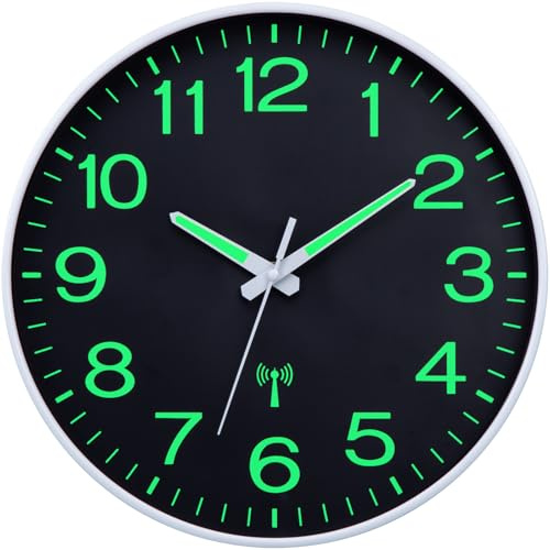 VIVILINEN Orologio da Parete Radiocontrollato e Luminoso 30cm Orologio da Muro Moderno e Silenzioso senza Ticchettio per Cucina, Camera da Letto e Soggiorno