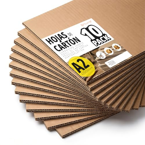 Fogli di Cartone Rigido, Cartoncino per Hobby Creativi e Progetti di Architettura, Imballaggio e Protezione Spedizioni, Spessore 1-2 mm, Formato A2 (420 x 594 mm), 10 Pezzi - Ofituria (A2, 10 pezzi)