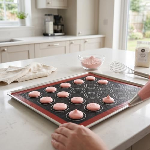 Fdit Silikon Macaron Bakmatta, Non Stick Perforerad Värmetolerant Köksbakningsverktyg för Kakor Smördegsbakning, Dubbelsidig för Hembakning (11,8 x 15,7 tum)