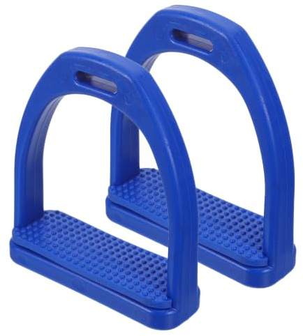 TOYANDONA 2 Pièces Étriers de Selle en Plastique Bleu avec Semelle Antidérapante en Caoutchouc pour Équitation, Absorption des Chocs et Design Anti-boue, pour Randonnées Équestres