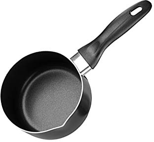 Chef Aid Non Stick Milk Pan, 14 Cm High Grade Aluminium Pan with Pouring Lip and Stay Cool Handle, for Use On Gas, Electric and Ceramic Hobs, Black