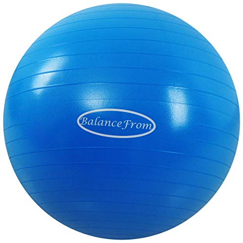 Fitvids Gymnastikball, Yoga-Ball, Fitnessball, Geburtsball mit Schnellpumpe, 0,9 kg Kapazität, Blau, 76,2 cm, XL