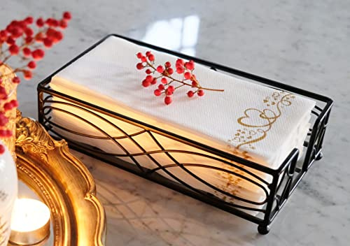 Chez JuJu Black Elegant Sturdy Guest Napkin Holder | Disposable Paper Hand Towel Storage Tray Caddy | Premium Quality | Bathroom Kitchen Dining Table Wedding Party Hotel Office décor | Indoor Outdoor