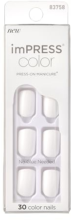 KISS imPRESS Color Gel Nail Kit, Frosting, with PureFit Technology, Polish-Free Colour Mani, Includes Prep Pad, Mini File, Cuticle Stick, and 30 Fake Nails
