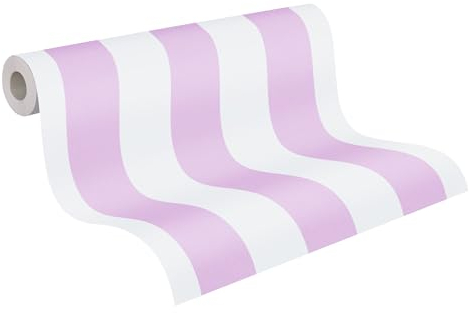 A.S. Création Little Love 381481 - Carta da parati in tessuto non tessuto, a righe, senza PVC, colore: Rosa/Bianco opaco
