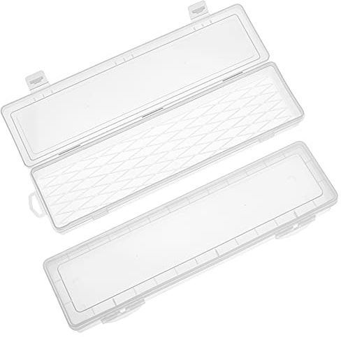 PandaHall Soporte de cepillo de pintura de plástico, 2 estilos de pinceles de pintura caja de almacenamiento con hebilla larga acuarela pluma contenedor herramientas de dibujo caja contenedor
