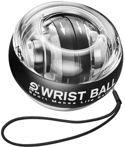 JIN BD Wrist Trainer Ball Auto-Start Gyroscopic Forearm Exerciser Gyro Ball for Strengthen Arms, Fingers, Grip and Muscles Black （No Light）