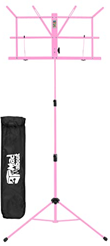 Mad About MS02 Zusammenklappbarer Notenständer, - Leicht zusammenklappbarer tragbarer Notenständer mit Tragetasche - Rosa