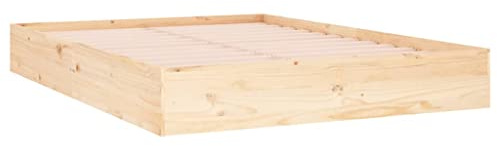 vidaXL Bed Frame, Platform Bed for Bedroom, Bed Base for Adults Kids, Mattress Foundation Wooden Bedstead, Solid Wood 120x190 cm Small Double