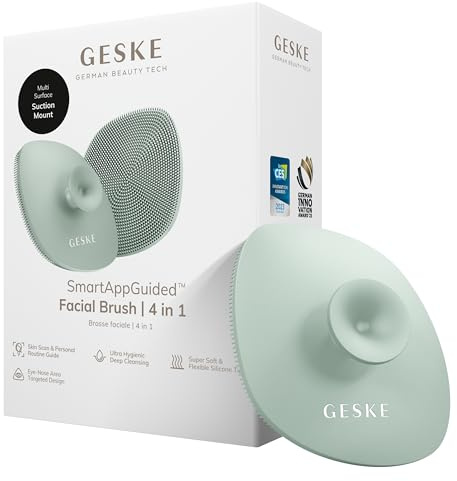 GESKE | Spazzola per il viso SmartAppGuided™ 4 in 1 | Spazzola per la pulizia del viso | Spazzola morbida in silicone | Pulizia del viso professionale | Pulizia della pelle