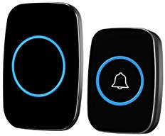 Sonnette sans Fil Mini Sonnette de Porte 300M Étanche Kit de Carillon Electronique 38 Mélodies au 3 Niveaux Volumes pour Maison Bureau Hôtel(Noir)