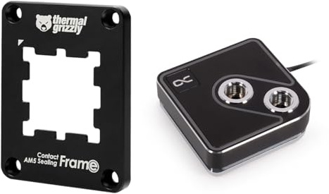 Alphacool Core 1 Aurora CPU Water Block and Thermal Grizzly AM5 Contact Sealing Frame Bundle, Black