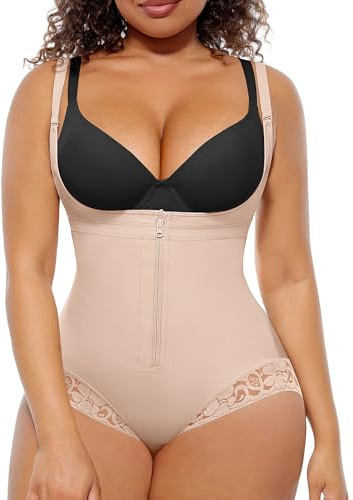 FeelinGirl Faja moldeadora de cuerpo posparto para mujer, fajas colombianas moldeadoras con control de abdomen y levantamiento de glúteos, Caqui, S