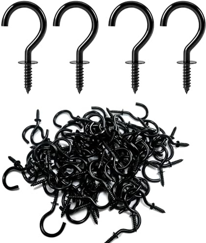 ALLWIN 1 Inch Small Screw Hooks, 120 Pcs Rust-Resistant Coated Steel Mini Twist-in Hooks for Hanging Plants, Lights, Ornaments, Jewelry – Indoor & Outdoor Use