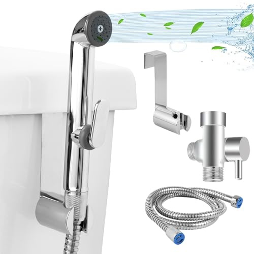 Handheld Bidet Sprayer Set for Toilet, Stainless Steel Baby Cloth Diaper Feminine Wash Sprayer Kit, Adjustable Water Pressure Control with Bidet Hose