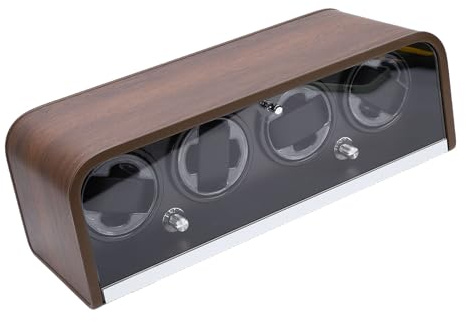 Oreilet Automatisk 4 Watch Winder, Mekanisk Watch Shaker Winder Box, 5 Modes Display Box/Cover Förvaringsbox med Tyst Motor, LED-ljus, för Hemmet