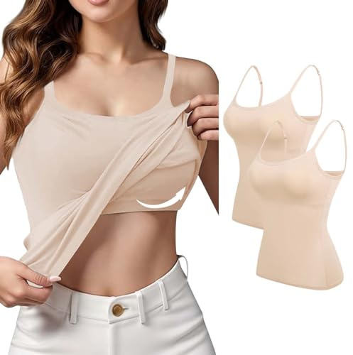 2-pack linnen kvinnor UK inbyggd BH plus size hylla bh väst toppar justerbar spagettirem sport gym yoga linne sommar bas mjuka bekväma ärmlösa undertröjor