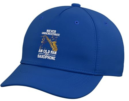 Old Man with a Saxophone Player Adjustable Printed Baseball Hat, Royal Blue