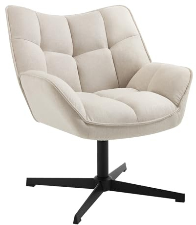 WOLTU Relaxsessel, Sessel 360° drehbar, Ohrensessel gepolstert, Fernsehsessel, Lesesessel, Loungesessel, Wohnzimmer Schlafzimmer, Leinen, Beige