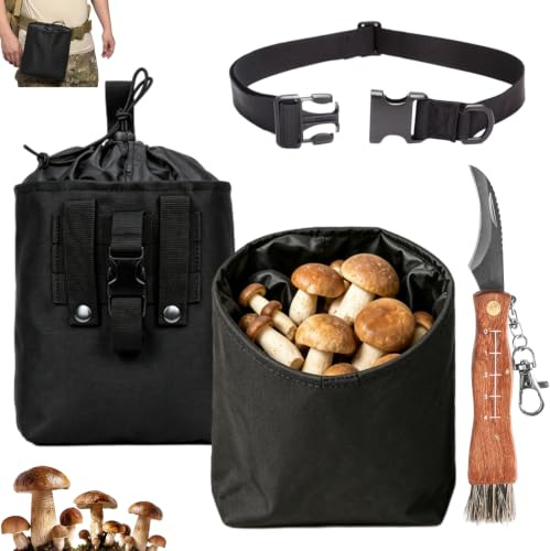 Begonia Sac à champignons avec couteau, ensemble de collecteur de champignons, sac à dos pliable pour collecter des champignons, sac à dos de collecte de fruits