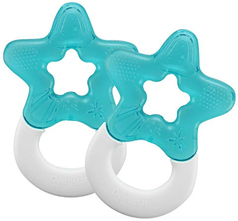 dentistar Kühlbeißring 2er-Set – Beißring Baby ab 3 Monate – Kühlende Zahnungshilfe und Beißspielzeug für Babys und Kleinkinder - BPA frei - Türkis