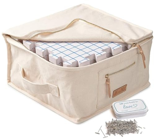 KnitIQ Blocking Mats for Knitting - Extra Thick Crochet Blocking Board and pins with Grids, 150 T-Pins, Quality Knitting Bag for Needlework - Blocking Board for Crochet (Premium Mat Set) - Pack of 9
