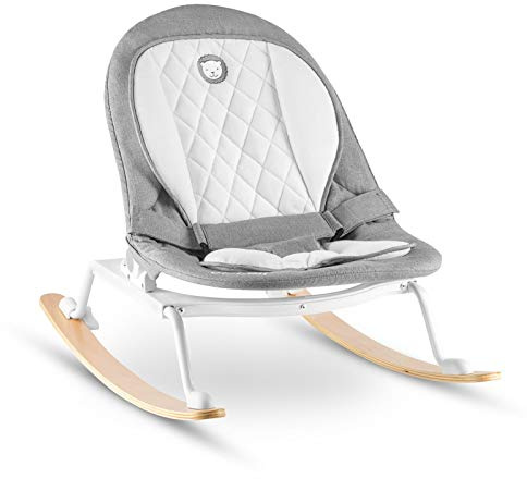 Lionelo Balancín ROSA para recién nacidos, columpio para bebés, columpio para niños pequeños, giratorio 90°, plegable (gris/blanco)