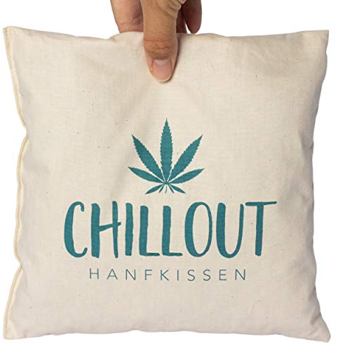 Herbalind Hanfkissen Chillout Kräuterkissen Schlaf Dekokissen mit Füllung - Duftkissen mit getrockneten Hanfblättern, Bezug 100% Baumwolle Geschenk als Duftkissen, Schlafkissen, Aromakissen, 21x21 cm