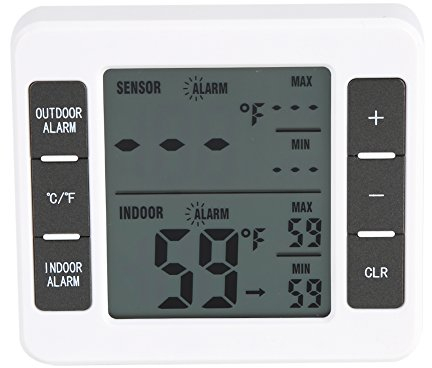 Kühlschrankthermometer mit drahtlosen Temperatursensoren und akustischem Alarm für Kühl- und Gefrierschrank