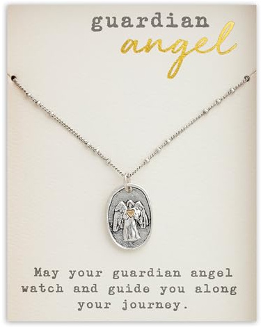 DEMDACO Guardian Angel Silver Plated One Size Brass Metal Charm Necklace