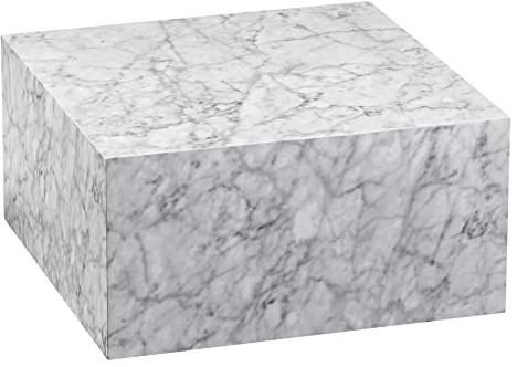 möbelando Couchtisch MONOBLOC 60x30x60 cm Hochglanz mit Marmor Optik Weiß | Design Wohnzimmertisch Cube Quadratisch | Lounge Beistelltisch Würfel Form