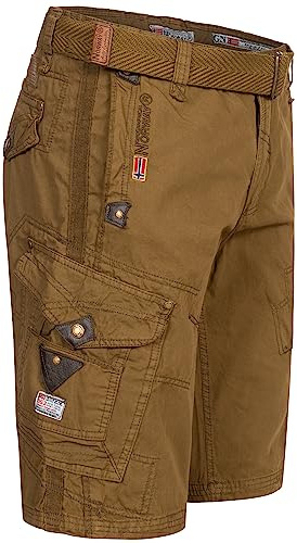 Geographical Norway Cargo Shorts Kurze Hose Knielang Short Bermuda Sommer Urlaub Freizeit FVS Production H-H, Hosengröße:XL / W34, Farbe:KAKI