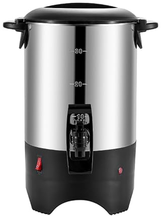 Urna de café comercial de acero inoxidable de 5,5 L, cafetera eléctrica grande con asas de tacto frío y filtro extraíble, para catering, cafeterías, recepciones de boda