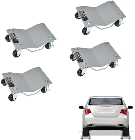 FIVMEN 4X Rangierhilfe Rad Rangierroller Rangierheber aus Stahl Rangierwagenheber Wagenheber Reifenwechsel für PKW Auto LKW, Tragfähigkeit 500 kg Pro