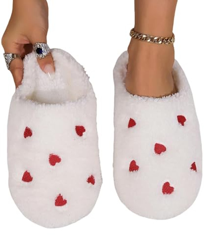 ZuoXun Pantoufles Hiver Femmes Pantoufles en Forme de Cœur Amour Silencieuses Chaussures à Semelle Souple Pantoufles d’Intérieur