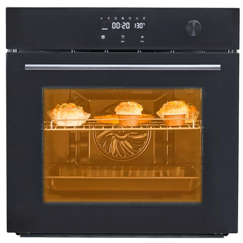 24 Built-in Electric Single Wall Oven, 3000W/240V 2.5Cu.Ft Stainless Steel Convection Built-in Oven with Steam &Grill &Air Frying Mode, Touch Display