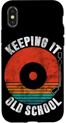 Coque pour iPhone X/XS Keeping It Old School Tourne-disque vinyle vintage rétro DJ
