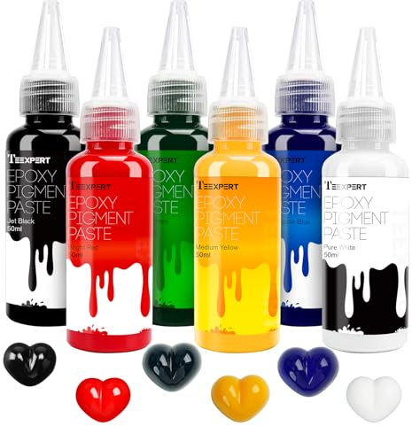 Teexpert Epoxidharz-Pigmentpaste, 300 ml Hochkonzentriert und leicht zu mischen 6 Farben Opakes flüssiges Epoxidharz-Farbstoffset zum Färben von Harz, für Harz-Epoxidharz-Kunstmalerei und DIY-Projekte