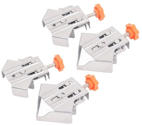 4 PCS Stainless Steel Corner Clamps, 90 Degree Right Angle Clamp Opened Closed Woodworking Clamps for Wood, Metal, Pipe, Steel Rod