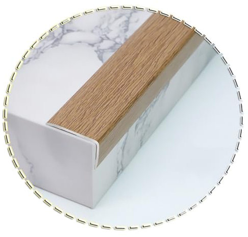 SMELEDFCFK Profilo per Bordi per Scale 90cm Impermeabile Paraspigolo in Alluminio, Striscia di Soglia A L Profilo Paragradino Profilo Angolare -Venature del Legno(Brown,W3CM)