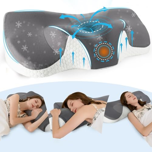 IDEA Huvudkudde nacksmärta, ergonomisk nackkudde huvudkudde, minnesskum ortopedisk kudde, sovkudde för personer som sover på sida, rygg och mage, anti-snarkning nackstödskudde