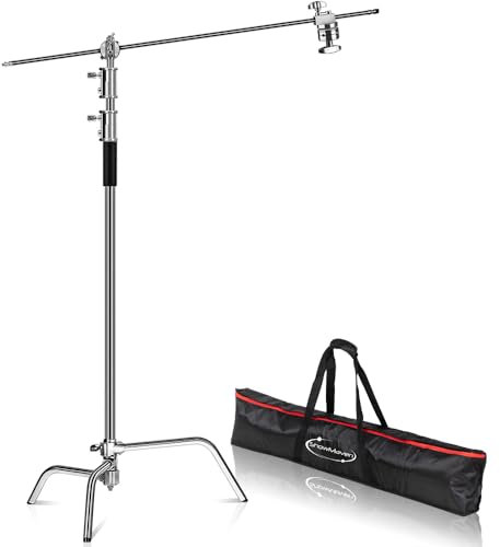 Bonnlo C-Ständer, Trípode de Acero Inoxidable Ajustable de 150–300 cm con Brazo Extensible para Paraguas fotográficos, reflectores, softboxes y lámparas