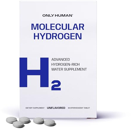 H2 Molecular Hydrogen Water Tablets with Magnesium | 12PPM Hydrogen Tablets for Drinking Water | Unflavored Dietary Supplement | Gluten, Sugar & Soy Free | Made in The USA | 30 Tabs | Only Human