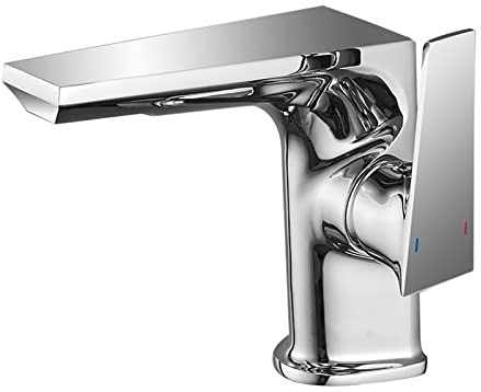 CWHHTVBI Grifo de baño Monomando for Lavabo Agua fría y Caliente, Mezclador, aireador, Grifo for, for, pátina Negra(Chrome Plated)