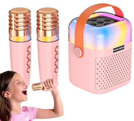 Machine à Karaoké, Haut-Parleur Audio sans Fil avec 2 Microphones, Système De Karaoké, Idéal Maison, Fêtes, Bureau, Jardin Et Extérieur