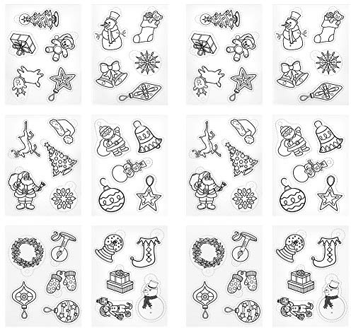 Sahgsa Lot de mini feuilles de film rétractable, kit de bricolage avec différents motifs pour porte-clés, jouets, kit de bricolage de Noël, jouets éducatifs pour film thermorétractable