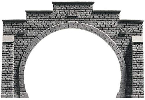 NOCH Tunnel-Portal, 2-gleisig für Modellbau, 16 x 10,5 cm ideal für TT Spurweite, handkoloriert für realistische Szenen